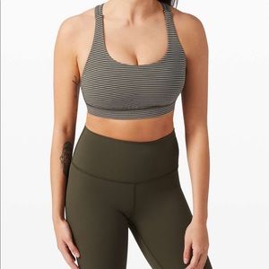 FIRM Lululemon Olive Green/White Strip Energy Bra